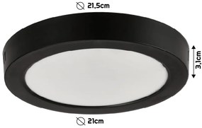 BERGE Okrúhly LED panel prisadený - čierny - 18W - PC - neutrálna biela