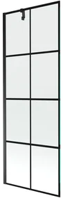 Mexen Next, vaňová zástena 1-krídlová 70 x 150 cm, fixné krídlo, 6 mm číre sklo s čiernym vzorom, čierny profil, 895-070-000-00-77-70