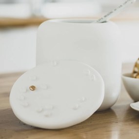 Biela porcelánová dóza na kávu COFFEE BEANS