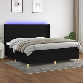 Posteľ boxsping s matracom a LED čierna 200x200 cm látka 3138983