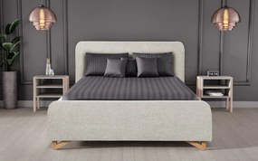 Posteľ Flamingo 180x200 cm, šedo-béžová štruktúrovaná tkanina