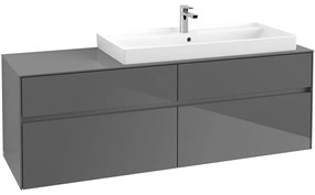 VILLEROY &amp; BOCH Collaro závesná skrinka pod umývadlo na dosku (umývadlo vpravo), 4 zásuvky, 1600 x 500 x 548 mm, Glossy Grey, C03000FP