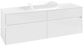 VILLEROY &amp; BOCH Collaro závesná skrinka pod umývadlo na dosku (umývadlo v strede), 4 zásuvky, 1600 x 500 x 548 mm, Glossy White, C12000DH