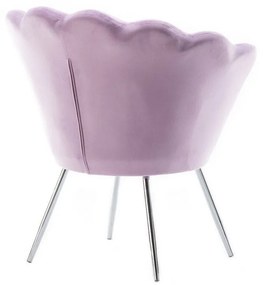 LuxuryForm DESIGN Kreslo FREY VELUR so striebornými nohami - levanduľa