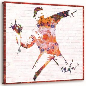 Obraz na plátně Banksy Nástěnné malby Street Art  Květiny - 30x30 cm