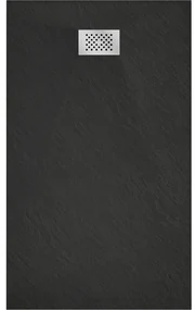 Mexen Hugo, obdĺžniková sprchová vanička SMC 150 x 80 cm, čierna, oceľová krytka, 42708015-X