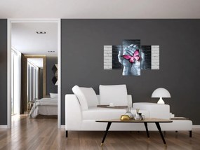 Obraz - Ružový motýľ v stene (90x60 cm)