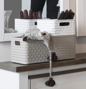 Plastový košík COUNTRY, rovný, biely (18 l – 37 x 28 x 19)