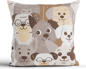 Bavlnená obliečka na vankúš Renforcé 40 × 40 cm - Psie invázie