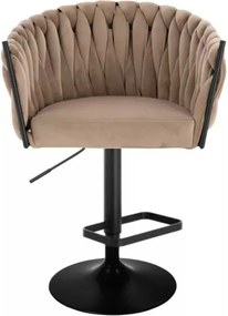 LuxuryForm DESIGN Barová stolička NORDEN VELUR na čiernom tanieri - latte