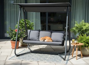 Garden Line ZÁHRADNÁ HOJDAČKA S PLETENÝMI OPIERKAMI RÚK 180 x 139 x 185 CM ANTRACIT PREMIUM