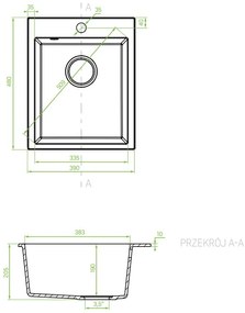 Laveo Chichi, 1-komorový granitový drez 390x480x205 mm, béžová, LAV-SBH_410T
