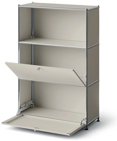 Kovová komoda »CN3 Slim Line« s 2 výklopnými priečinkami, svetlosivá