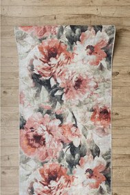 Protišmykový behúň LOTUS BOUQUET 52900 kvety béžový / ružový - Výpredaj