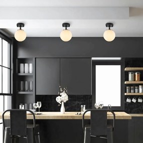 Čierno-biele stropné svietidlo so skleneným tienidlom ø 15 cm Atmaca – Opviq lights