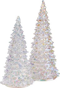 CRYSTAL LED Jedľa sklenená 28 cm - strieborná