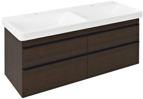 Sapho Sapho, SITIA dvojumývadlová skrinka 116x50x44,2cm, 4x zásuvka, borovica rustik, SI120-1616