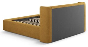 Čalúnená dvojlôžková posteľ s úložným priestorom s roštom 200x200 cm v horčicovej farbe Jason – Windsor &amp; Co Sofas