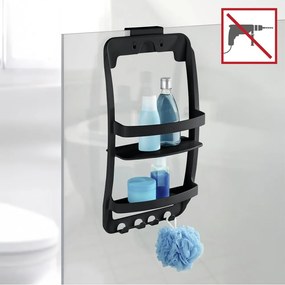 Čierna závesná/bez vŕtania plastová kúpeľňová polička Universal – Wenko