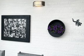 Kvetináč na stenu MURA, sklolaminát, Ø 40 cm, čierna