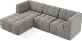 Sivá zamatová rohová pohovka (ľavý roh/s leňoškou) Aloha – Makamii