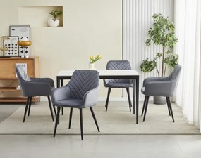 Set dvoch jedálenských stoličiek NANA zamatové, tmavosivé (čierne nohy) 2 ks