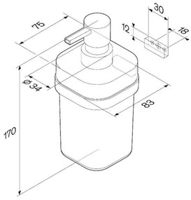 Dávkovač mydla AM.PM Func A8F36922 nástenný, sklo, čierny