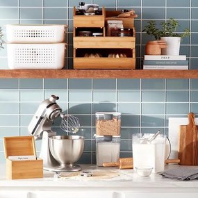 Bambusový organizér, úložný box 2-komorový, dvojitý, DOUBLE CAJA, 34x31x13