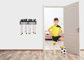 Nástenný vešiak na medaily NEVER GIVE UP čierny