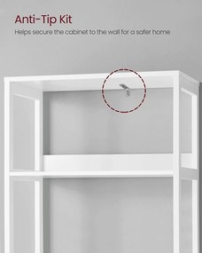 Kúpeľňová skrinka, vysoká skrinka s 3 otvorenými policami, biela farba