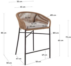 Béžová kovová/polstrovaná záhradná barová stolička Yanet – Kave Home