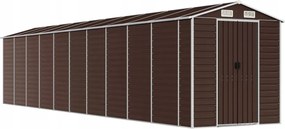 vidaXL Záhradná kôlňa, hnedá, 191x895x198 cm, galvanizovaná oceľ