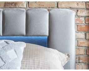 Svetlosivá čalúnená dvojlôžková posteľ s úložným priestorom s roštom 180x200 cm Lamica – ELTAP