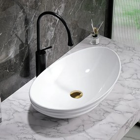 BPS-koupelny Keramické umývadlo na dosku HYD-LI-WH-LN-625 62x36 cm, biele lesk