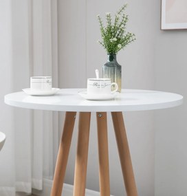 Barový stôl Livia natura, okrúhly - v107 x 60 x 60 cm - Biela