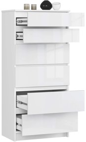 Komoda Kuba 60 cm - 6 zásuviek biela lesk