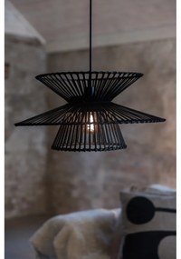 Čierne závesné svietidlo s bambusovým tienidlom ø 57 cm Duplici – Markslöjd