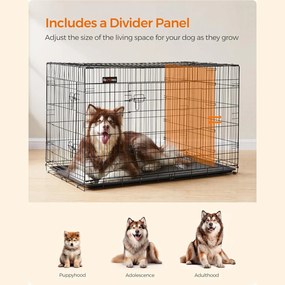 Skladacia prepravka pre psa Feandrea XXL, 2 dvierka, čierna