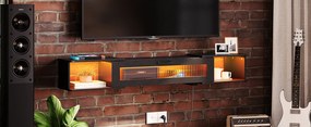 Závesný TV stolík Browny 140 cm s LED osvetlením čierny