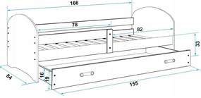 BMS Group LUKI Jednolôžková detská posteľ 160 x 80cm grafit Tommy