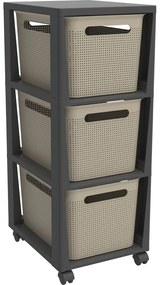 Čierno-béžový plastový pojazdný regál 30x77 cm Brisen - Rotho