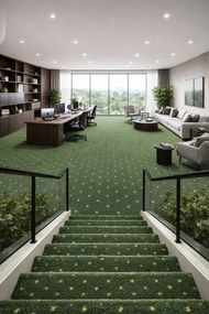 Metrážny koberec Akzento New 25, záťažový, na mieru, šíře 4m, zelená, ab (mriežka), chodba / predsieň, ITC