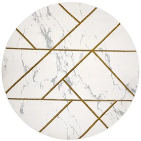 Koberec okrúhly EMERALD exkluzív 1012 glamour, mramor, geometrický krém / zlatý