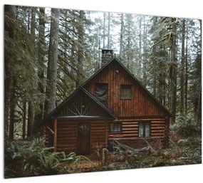 Sklenený obraz - Horská chata (70x50 cm)