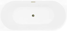 Mexen Silo, rohová voľne stojaca ryhovaná vaňa, ľavá, 150 x 75 cm, biela-čierna, przelew złoty- 52891507575L-50