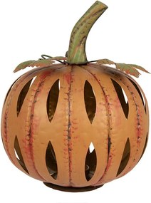 Oranžová kovová dekorácia tekvice Pumpkin s Led svetielkami - Ø 28*34 cm