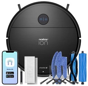 Niceboy ION Charles i6 - Inteligentný robotický vysávač 2v1 2600 mAh Wi-Fi čierna