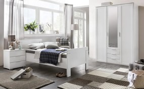 Šatníková skriňa Nadja, 135 cm, biela/zrkadlo