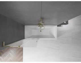 Mexen Velar L, 2-krídlová posuvná vaňová zástena 80 x 150 cm, 8mm sklo námraza, zlatá lesklá, 896-080-003-31-50