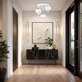 Luster na tyči 3xE27/35W/230V pr. 30 cm biela/zlatá